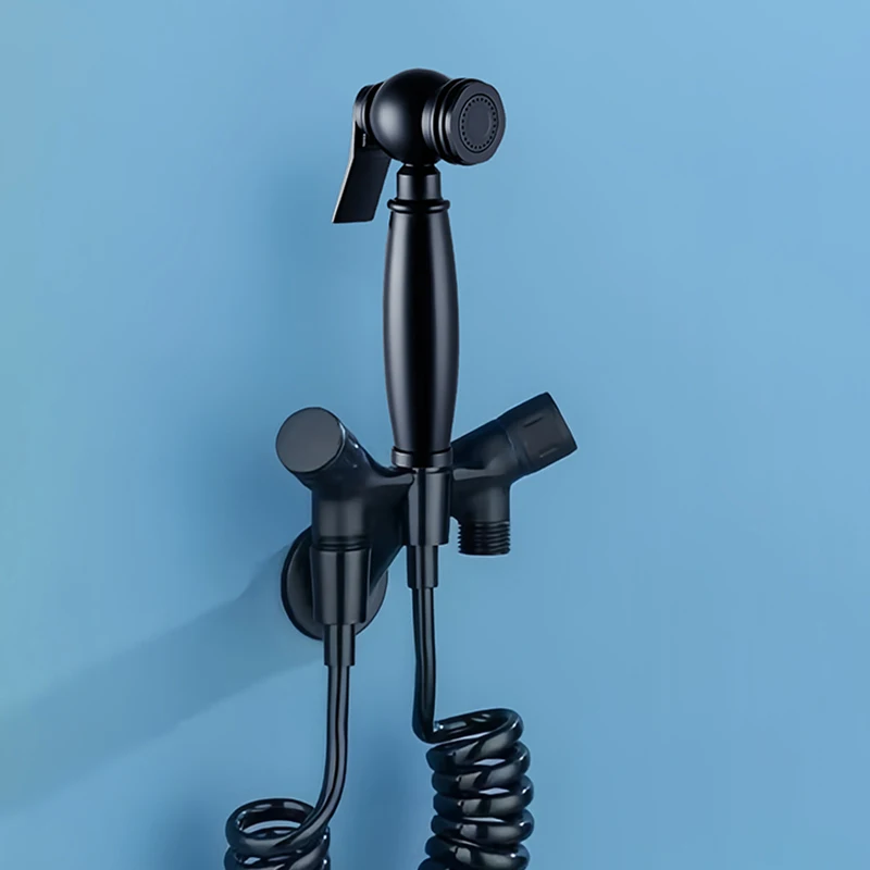 

Black Hand Held Bidet Sprayer Douche Toilet Kit Bidet Faucet Square Shattaf Shower Head Copper Valve Set Jet Bidet Faucet
