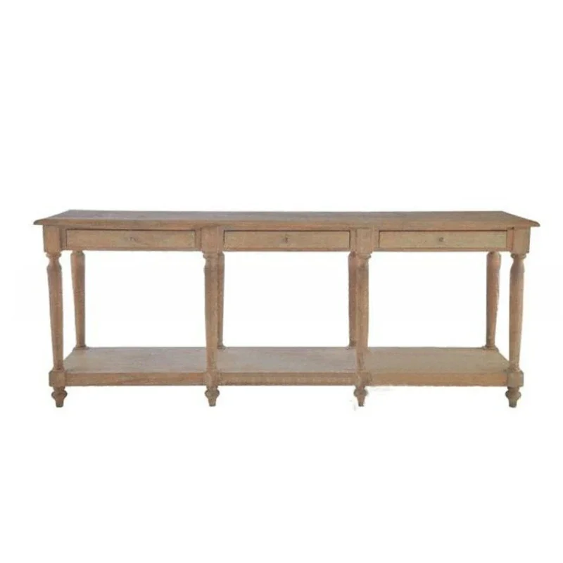 

American solid wood porch cabinet furniture log oak retro with drawers storage table porch hall decoration