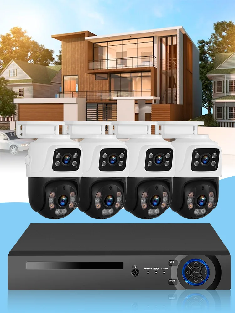 KERUI 6MP HD POE Dual Lens Sistema di telecamere di sorveglianza impermeabile PTZ WIFI IP Sicurezza domestica 4CH POE NVR Video H.265 CCTV Kit