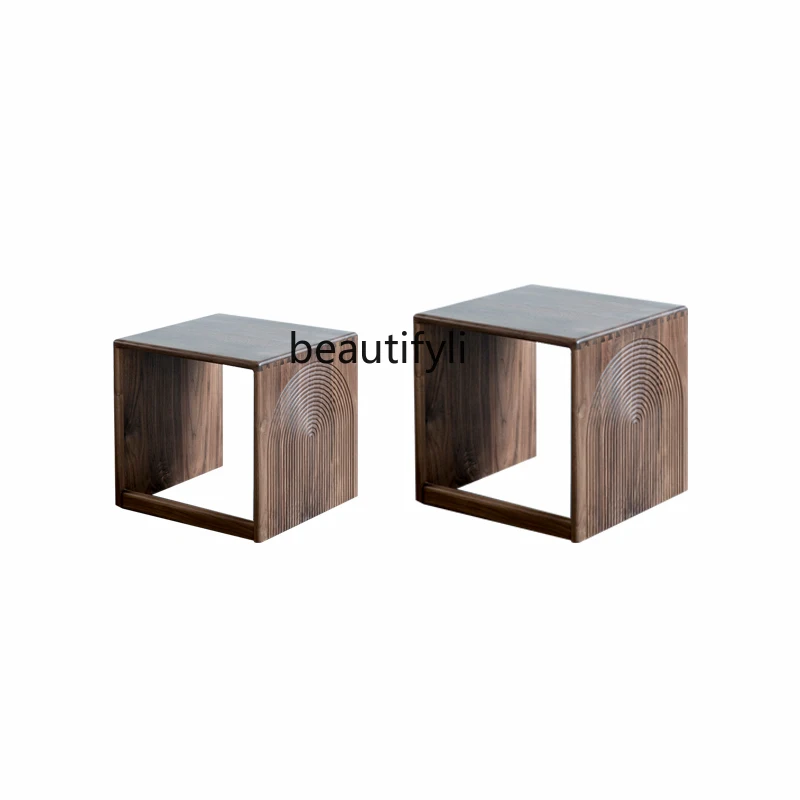 

Nordic solid wood coffee table minimalist sofa side table Japanese style living room original light luxury corner table