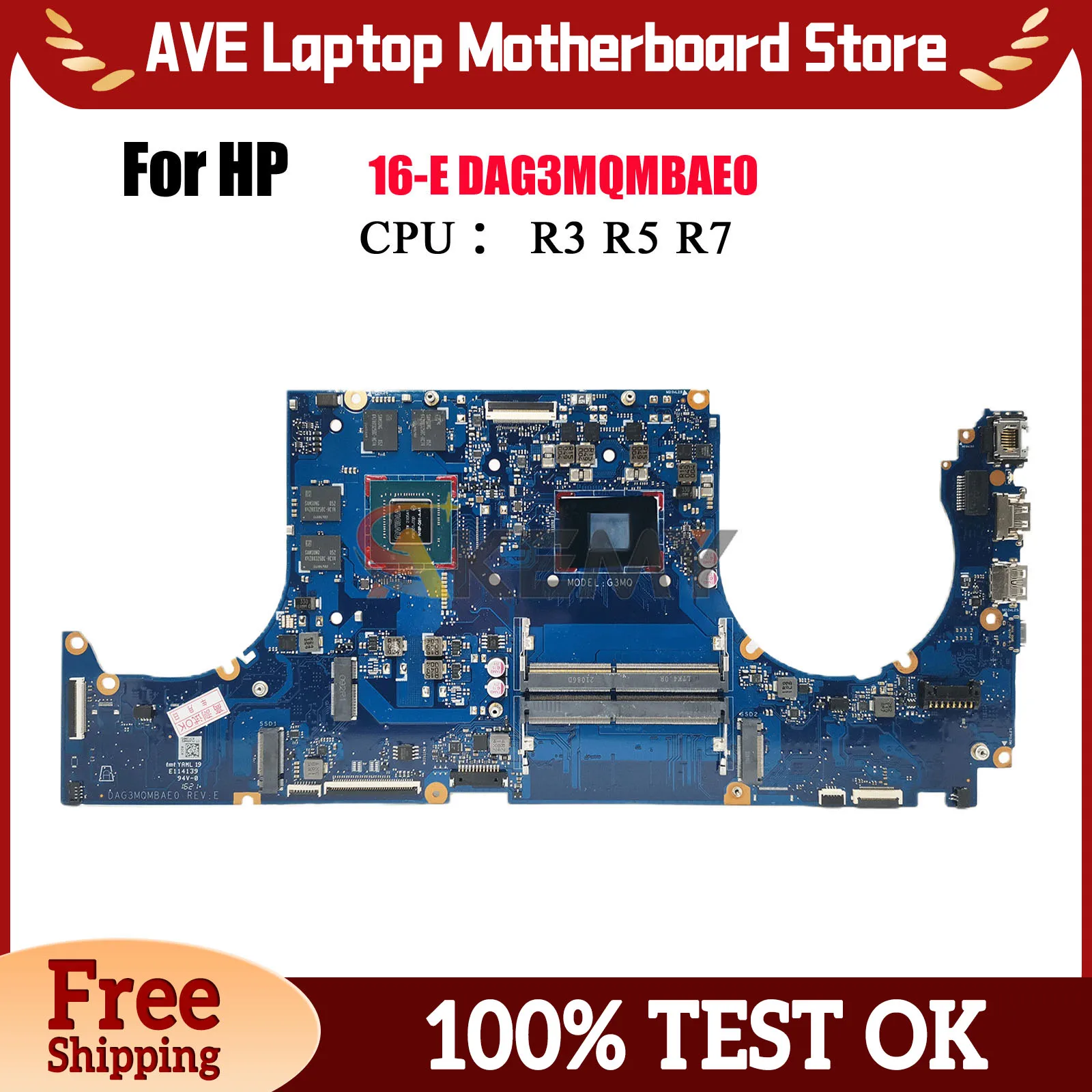 

DAG3MQMBAE0 Материнская плата для ноутбука HP Victus 16-E с процессором R5 R7 GTX1650 RTX3050Ti GPU M54836-601 100% полностью протестирована