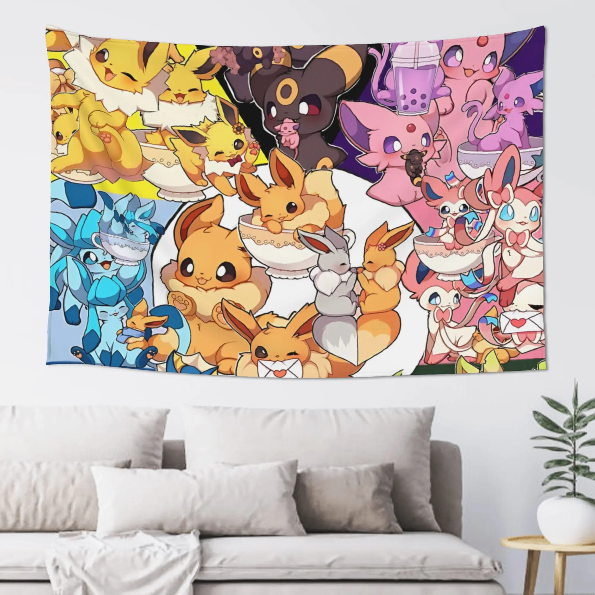 Pokemon Theme Eeveelution Collage Cutecore Tapestry Room decoration  Home Decoration Tapestry Decor Accessories Cute Room Decor