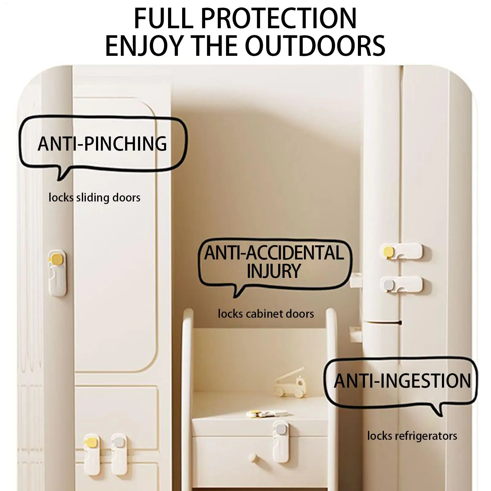 

Child Safety Locks Kid Proof Cabinet Door Safety Locks Pinch-proof Furniture Security Latches for Bathroom Oven Pantry Cupboard