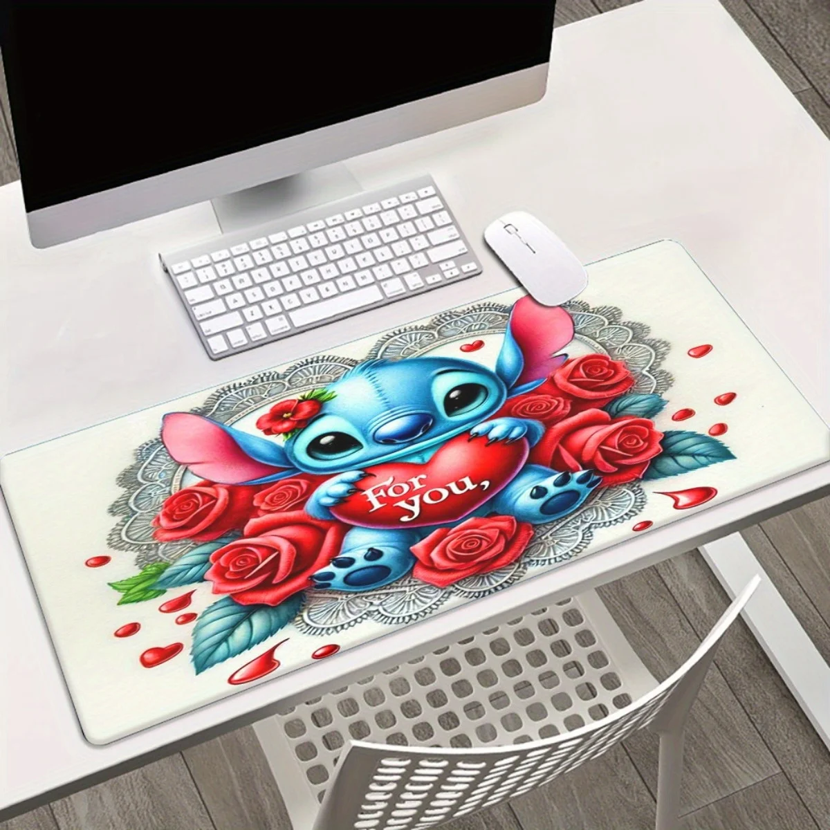 Authentic Disney Mouse Pad 1pc Stitch & Friends for You" Large Gaming and Office Desk Mat - Non-Slip Rubber Base, Versatile XXL