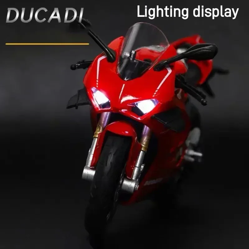 New 1:9 DUCATI V4S Motorcycle High Simulation Diecast Metal Alloy Model Car Sound and Light Collection Kids Toy Gifts