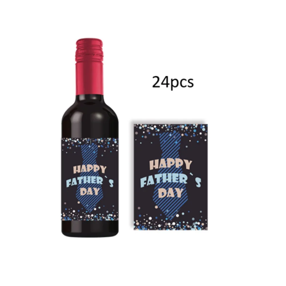 Waterproof Fathers Day Sticker Pack 24 pcs 10 cm x 12.7 cm Plastic Labels for Wine Bottles Festive Theme Design
