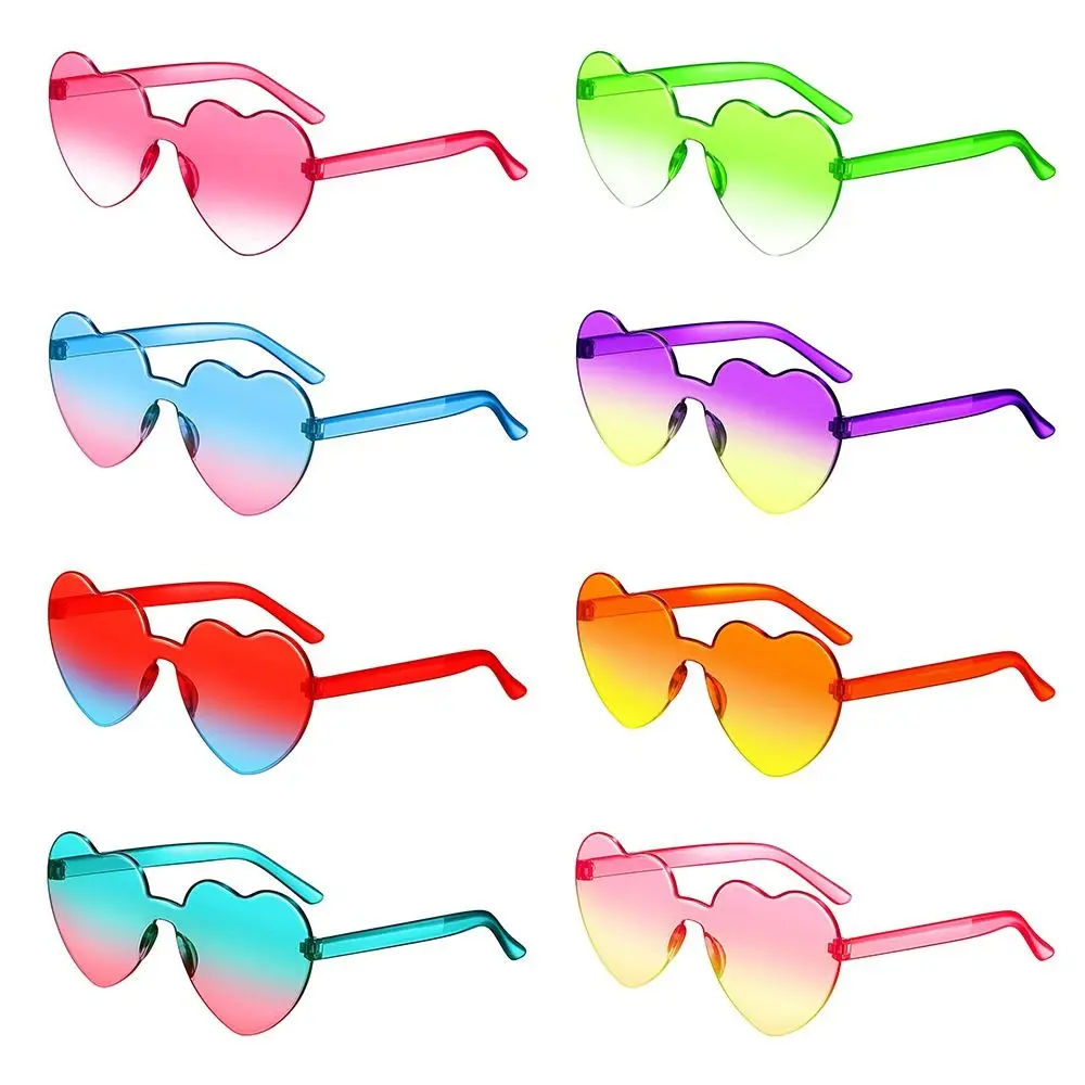 Trendy Colorful Gradient Lenses Heart-shaped Sunglasses Party Sun Glasses Heart Glasses Shades