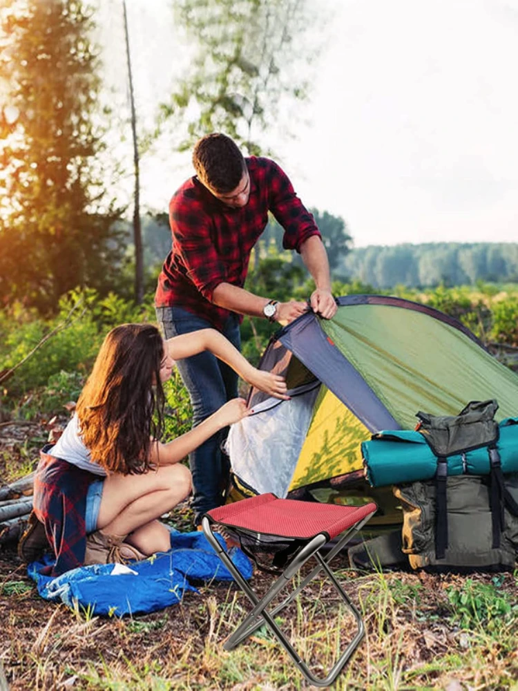 Folding Camping Stool Portable Aluminum Alloy Lightweight Foldable with Carry Bag for Fishing Outdoor Camping Hiking and BBQ