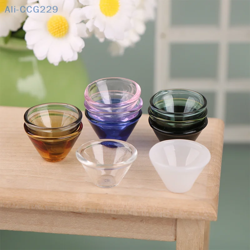 Miniature Glass Cup Glass Bowl Salad Bowl Funnel Tea Bowl Model Toy Water Cup Rice Bowl Kitchen Decor Accessories