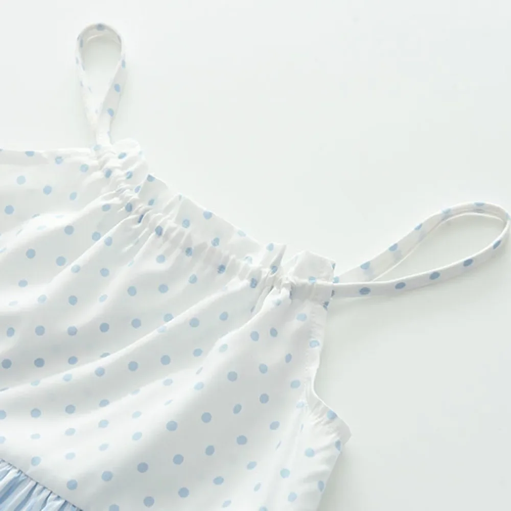 Bear Leader Summer Baby Girls\' Clothing Polka Dot Striped Floral Patchwork Camisole Skirt Girls\' Fashion Dress For 3-7 Years