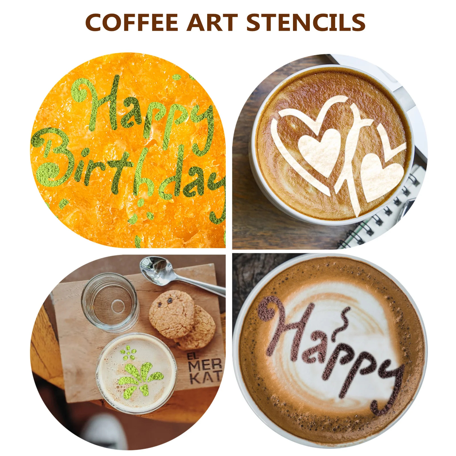 

8Pcs Hollow Cake Stencils Coffee Art Stencils Latte Art Templates Coffee Cake Decoration Tools Hollow DIY Stencil