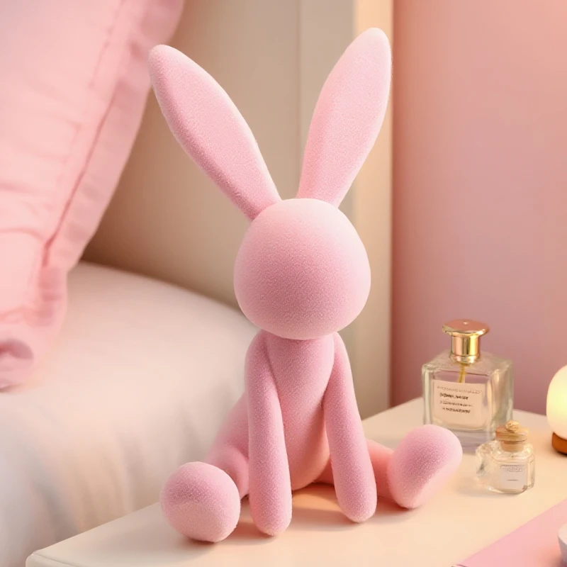 Home Decor Sitting Posture Flocking Rabbit Statue Desktop Ornament Creative Animal Sculptures TV Cabinet Decor Housewarming Gift