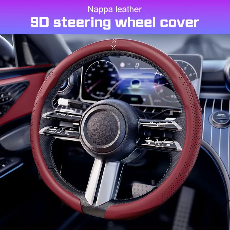 

For Porsche Mancan Panamera Cayenne 718 911 Boxster Cayman 981 Leather Car Steering Wheel Cover Sweat-Absorbing Non-Slip Cover