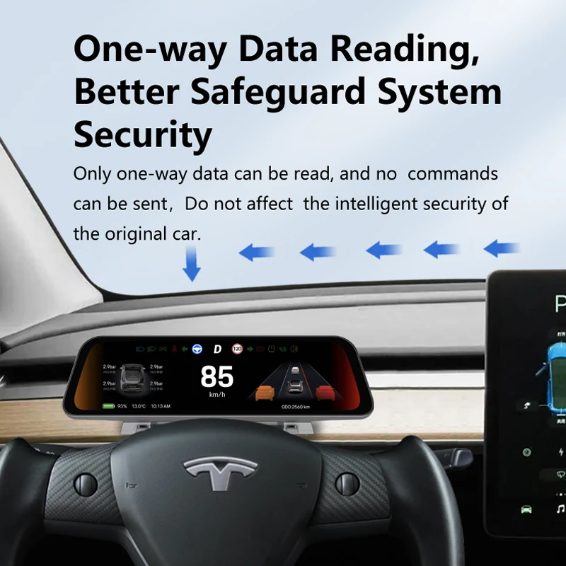  New 9.66'' Wireless CarPlay & Android Auto Dashboard For Tesla Model Y Juniper & Model 3 Highland Smart Instrument Cluster  view 6