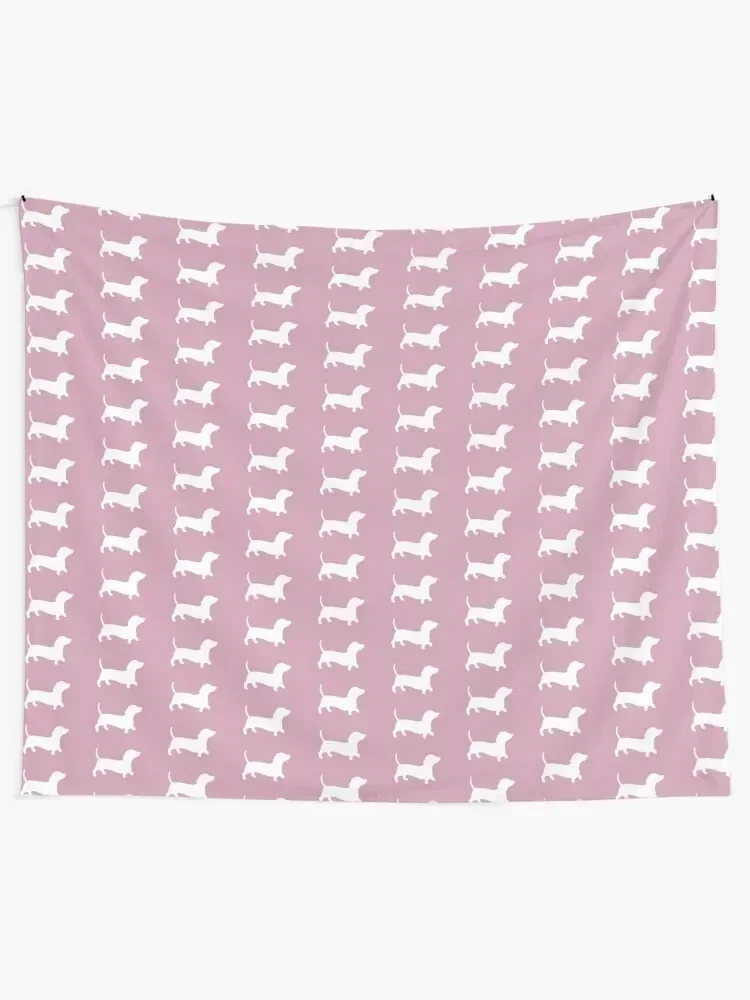 Plain Dusty Pink With Daschund Silhouette Tapestry Home Decor Accessories Aesthetic Room Decorations Tapestry