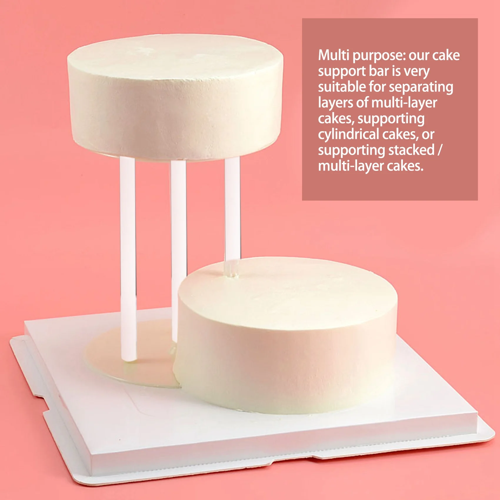 A13M 50 Pieces Plastic White Cake Dowel Rods for Tiered Cake Construction and Stacking (0.4 Inch Diameter 9.5 Inch Length)