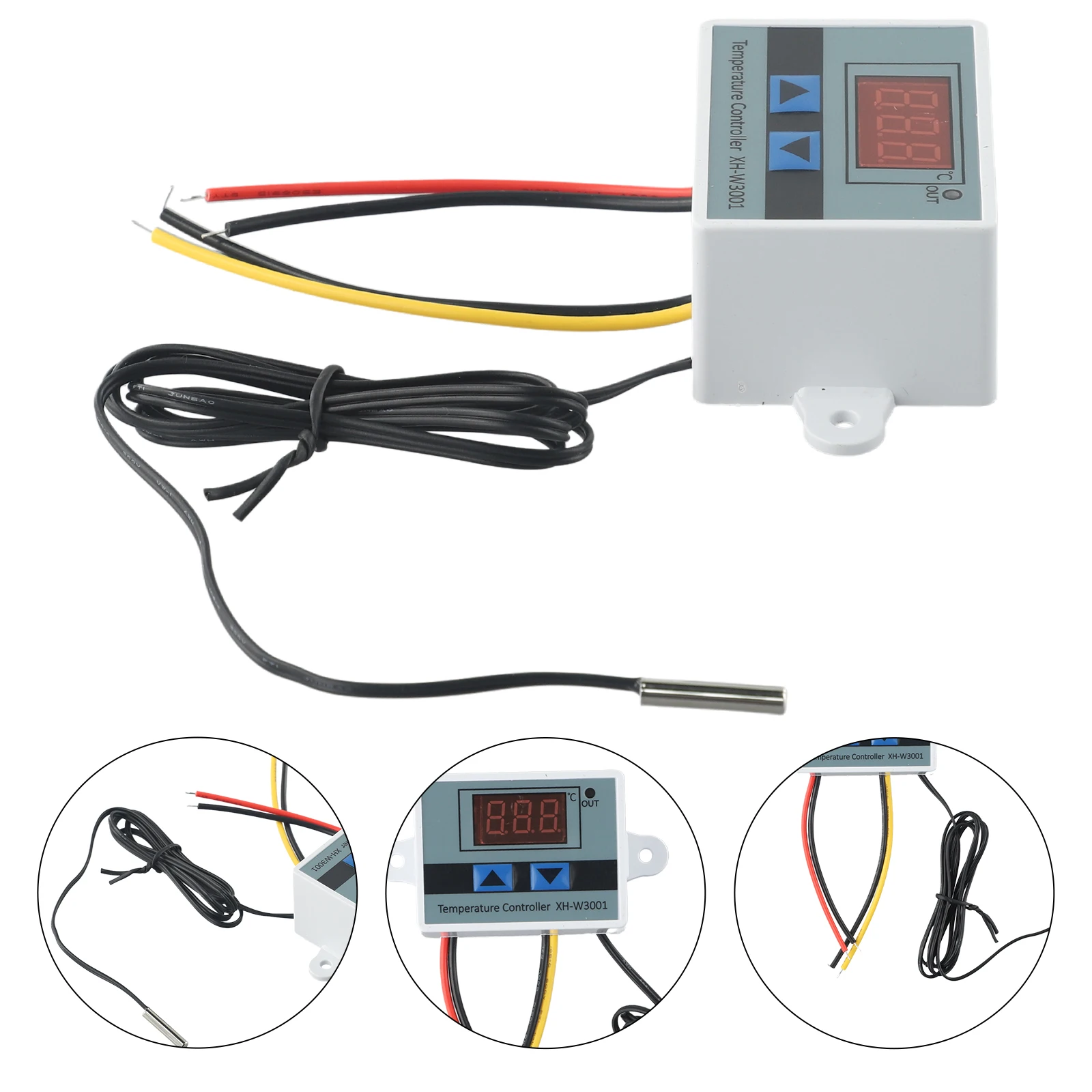 Digital Temperature Controller LED Display Thermostat 2V 24V AC110-220V Temp Thermostat Control Switch With Probe