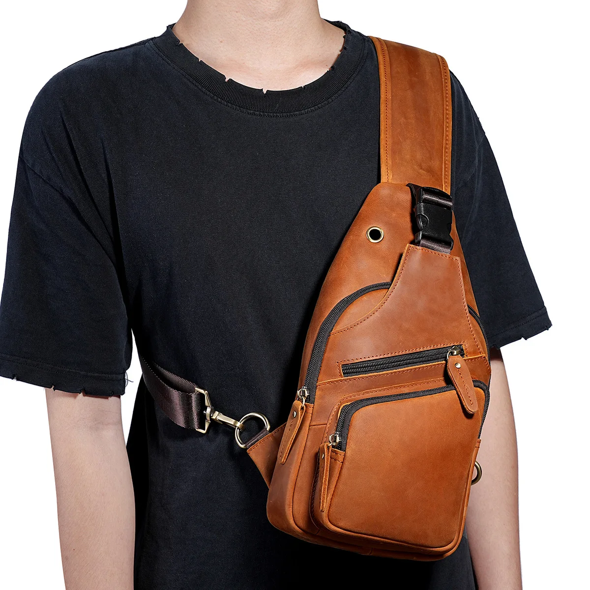 

Patina Evolution Leather Sling Bag - Unisex Full-Grain Chest Crossbody with Self-Developing Character