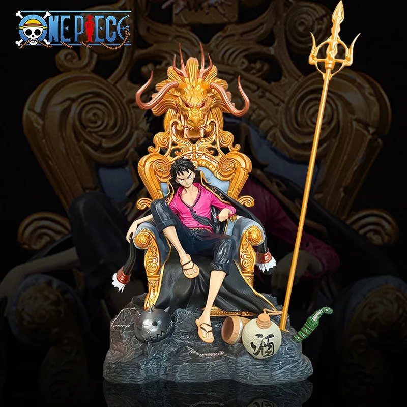 

34cm Anime One Piece Monkey D.Luffy Figures Gk Four Emperors Throne Manga Statue Pvc Action Figurine Collection Model Toy Gift
