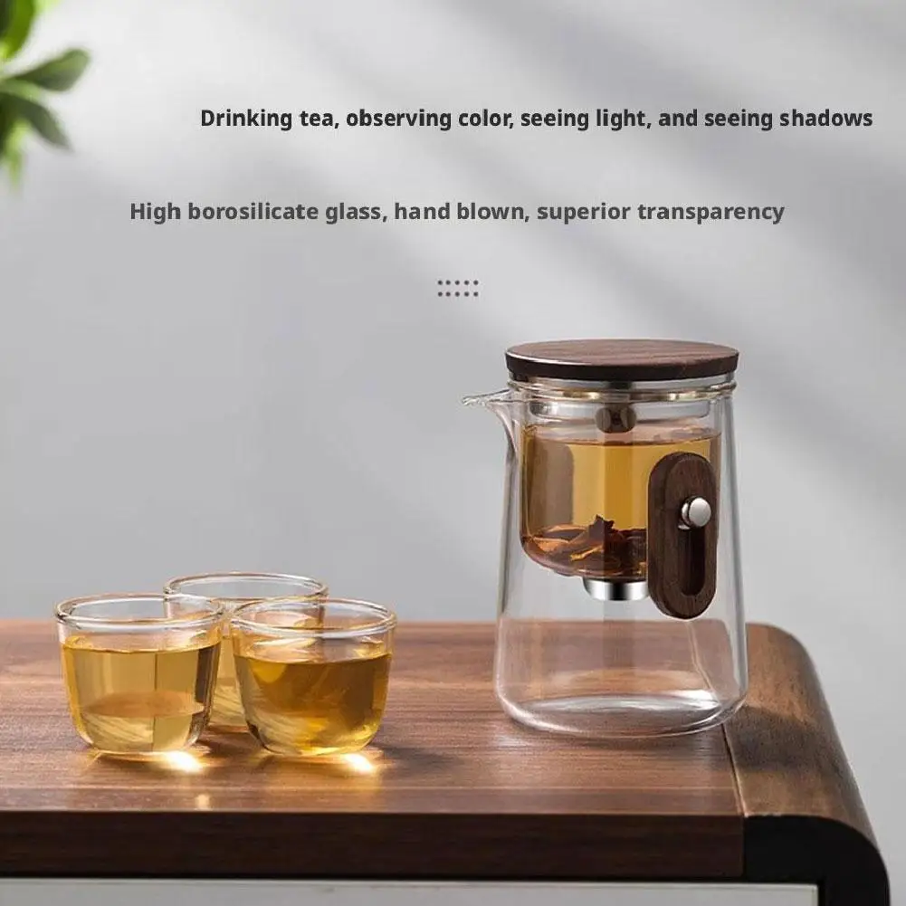 1set Outdoors Tea Square Teapot High-end Travel Tea Bladder Suction Cup Water Tea Magnetic Set Cup Glass Inner Separation T J0A5