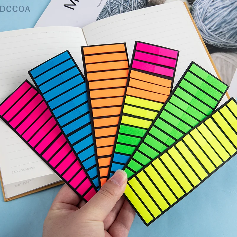 100/160/PCS Reading Aid Highlight Sticker Transparent Fluorescent Index Tabs Flags Sticky Note Stationery Office Supplies