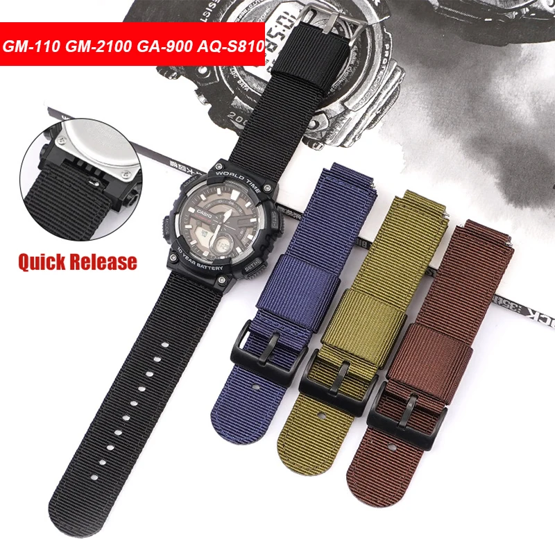 Watch Strap for Casio G-SHOCK GA-100/700/800/900 GM-110 GD-110 GM-2100 AQ-S810 AE-1000 Men Women Nylon Canvas Bracelet 16mm 18mm