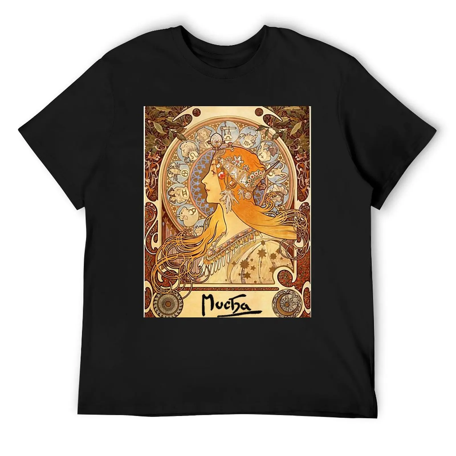 

Mucha – Zodiac II T-Shirt luxury designer funny gifts animal prinfor boys blue archive vintage t shirt men