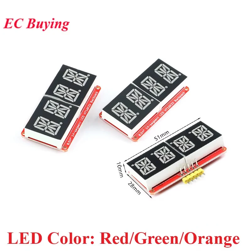 0.54 inch LED Display 4 Bit 0.54‘’ Meter Digital Tube Module HT16K33 VK16K33 I2C IIC Control Meter Red/Green/Orange for Arduino