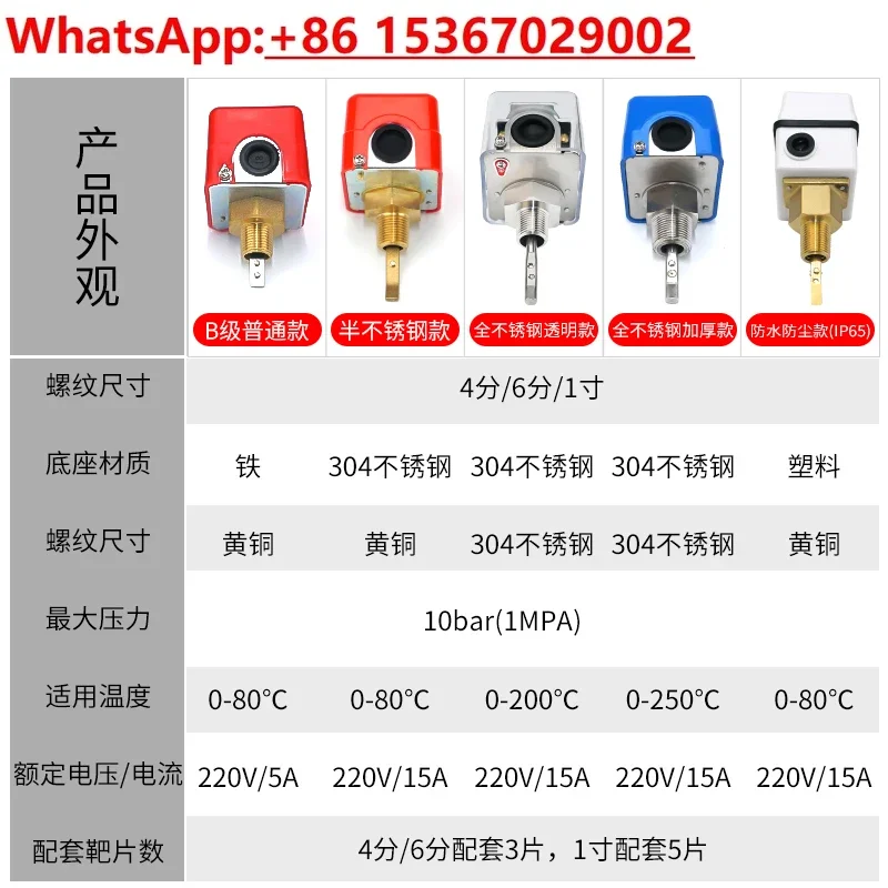 Pipeline Water Flow Switch Sensor Automatic Controller HFS-25 Target Flow Switch Water Flow Meter