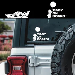 Space Wars Baby Mandalorian On Board Vinyl Sticker Car Window Bumper Warning Sign Decals Decor Yoda peeking Decal Laptop Decor