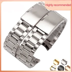 High Quality Stainless Steel Watchband Flat/Curved End Strap Bracelet For Casio Tissot Seiko Metal Watch Chain 18mm 20mm 22mm