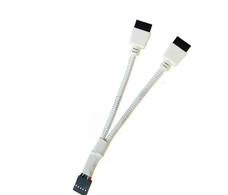 Motherboard USB2.0 9-Pin to Dual 9-Pin 1-to-2 Splitter Cable, Chassis Front USB Extension Shielded Cable, 15cm