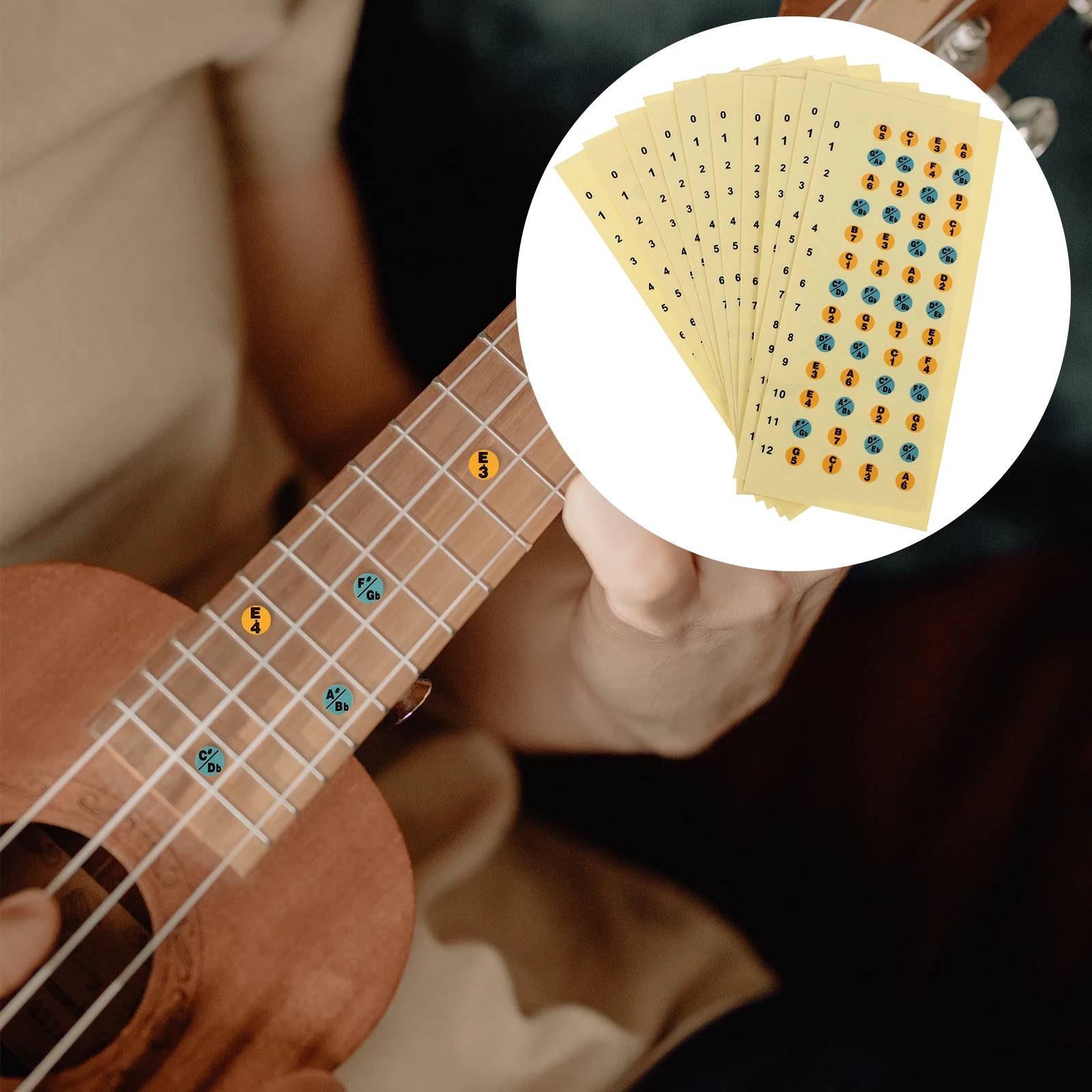 

10 Pcs Scale Stickers Ukulele Fingerboard Decal Fretboard Notes Markers Learning