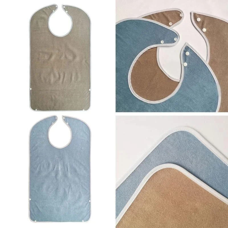 J15U 78x45cm Waterproof Adult Meal Eating Drinking Bib Elderly Aged Mealtime Cloth Protector Senior for Citizen Aid Aprons
