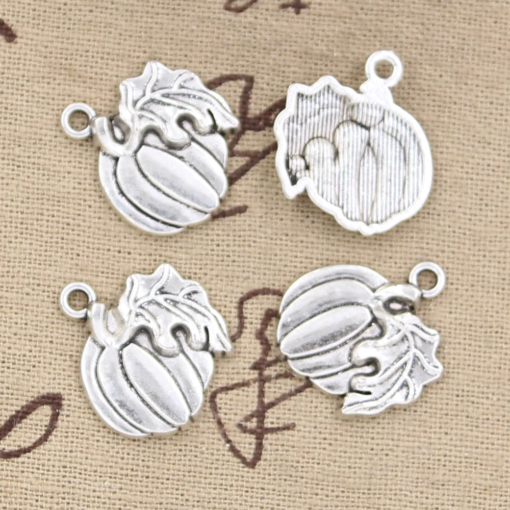 10pcs Charms Pumpkin Leaf Fall Thanksgiving Halloween 21x18mm Antique Silver Color Pendants Making DIY Handmade Tibetan Finding