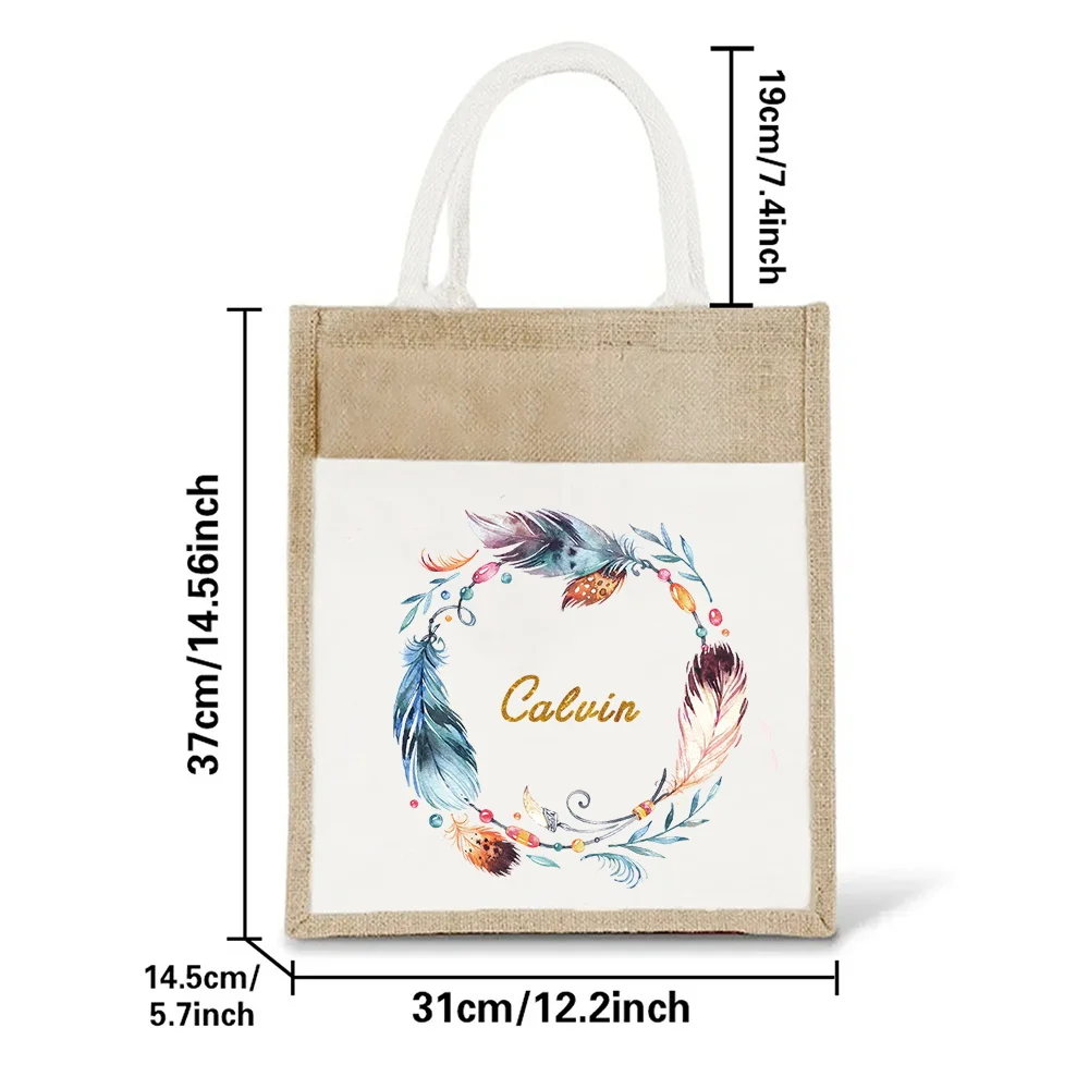 Customizable Name Reusable Large Capacity Shopping Bag Grocery Bag Environmentally Friendly Jute Shopping Bag