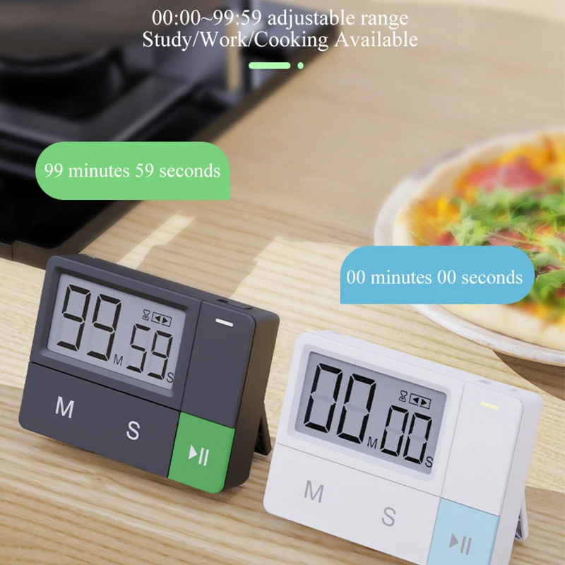 Kitchen Timer LCD Large Countdown Timer Stopwatch Magnetic Alarm with Stand Cooking Shower Study Stopwatch Sound Reminder