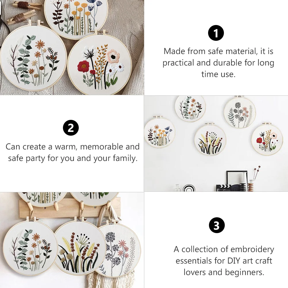 

1 set 1 Set Embroidery Kit For Beginners Diy Cross Stitch Practice Kit Floral Pattern Hand Craft Tool Embroidery Material Set