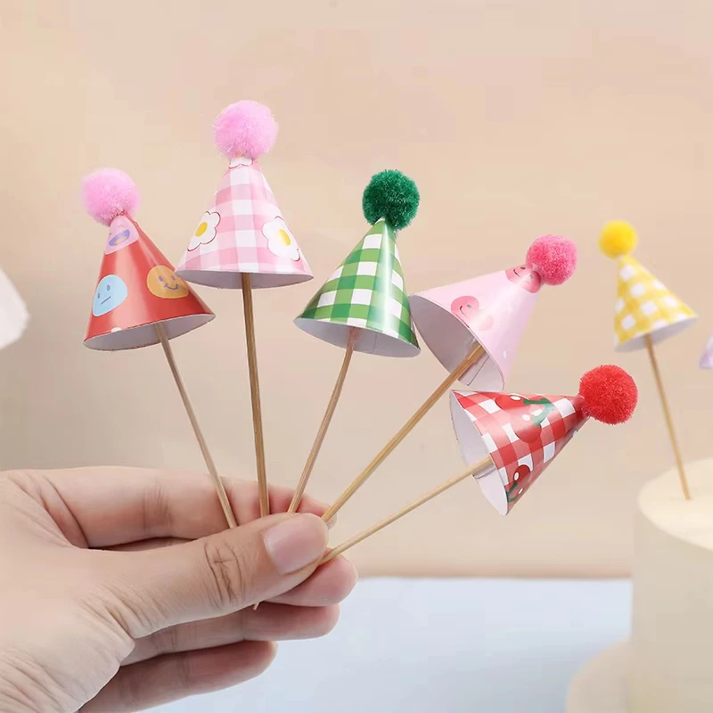 15/30 Mini sombreros DIY, adornos para pasteles, mini sombreros para casas de muñecas, decoraciones de cumpleaños para pasteles