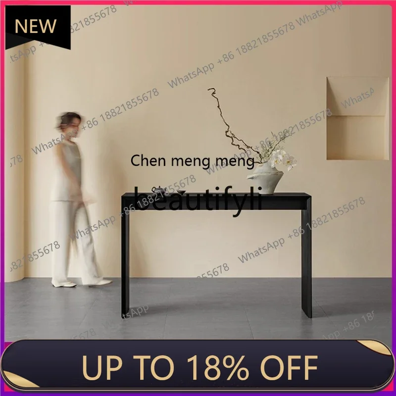 

P178 Entryway Cabinet Wabi-Sabi Style Simple Solid Wood Living Room Wall-Mounted Storage Rack Black Console Entryway Table