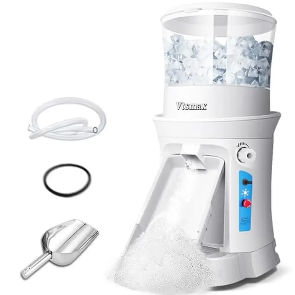 500W Commercial Ice Crusher Shaver Snow Cone Machine Adjustable Thickness 1499LBs/hr Rotate Speed Strong Safety Device Portable