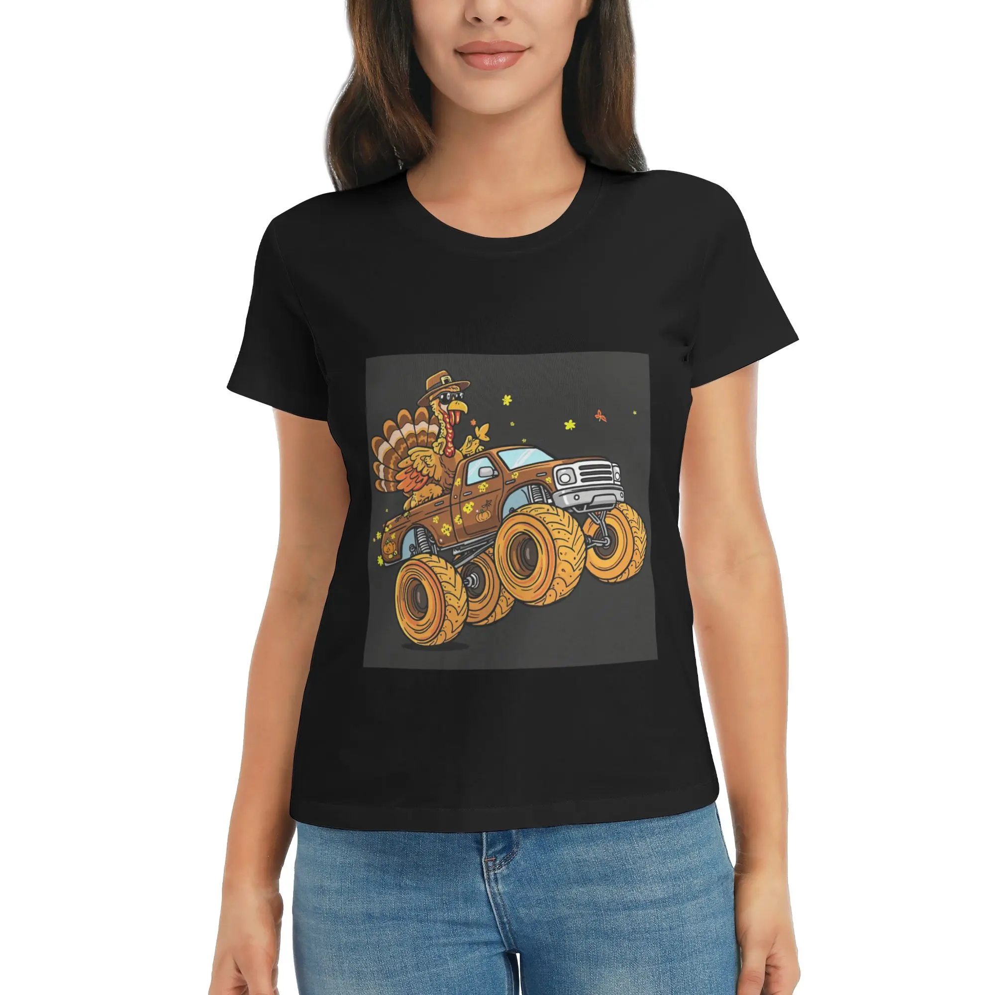 เสื้อยืดกราฟิกรถบรรทุกมอนสเตอร์ตุรกีสำหรับผู้หญิงเสื้อยืดผ้าฝ้ายพรีเมี่ยม