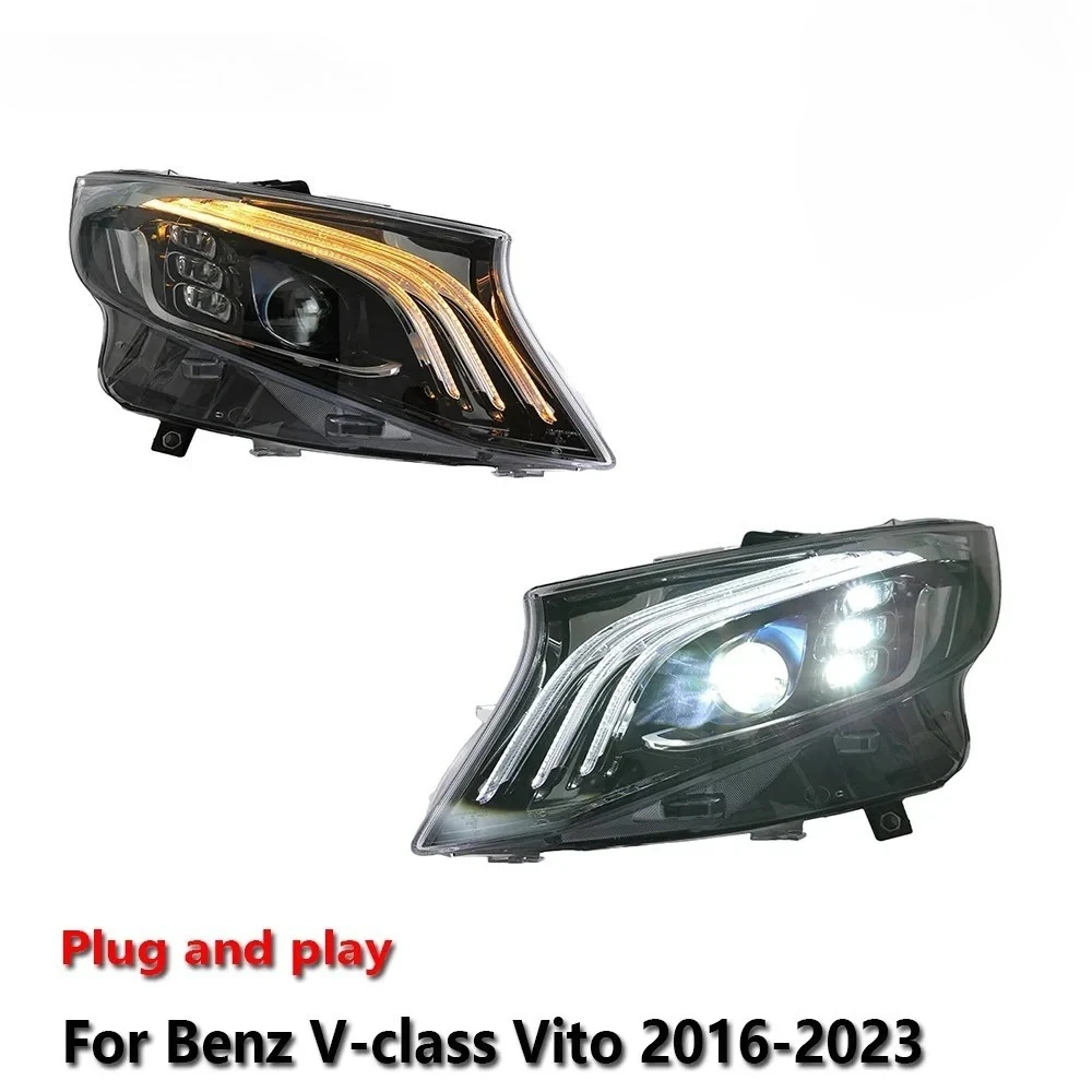 

Car LED Headlight Assemblies Lamps For Benz V-class Vito 2016-2023 Fog DRL Brake Turn Signal Lamp Plug and Play