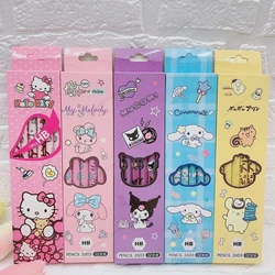 MINISO-lápiz Sanrio Melody Kuromi Cinnamoroll HB, lápices de dibujo de escritura, papelería para estudiantes de primaria, escuela, regalo para niños, 12 unids/lote por caja