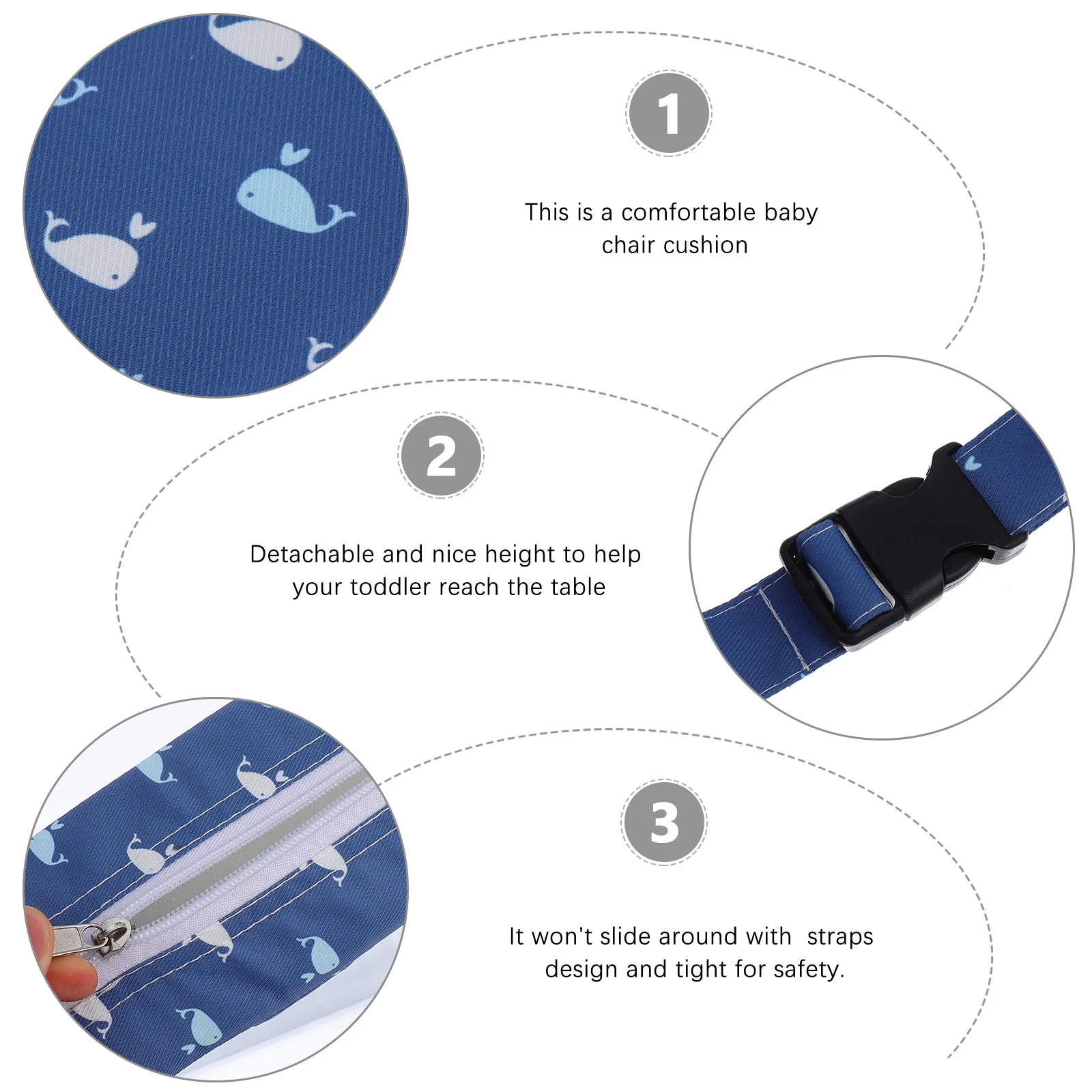 

Booster Seat Cushion Pad Detachable Washable Waterproof Polyester Independent Cover Dining Chair