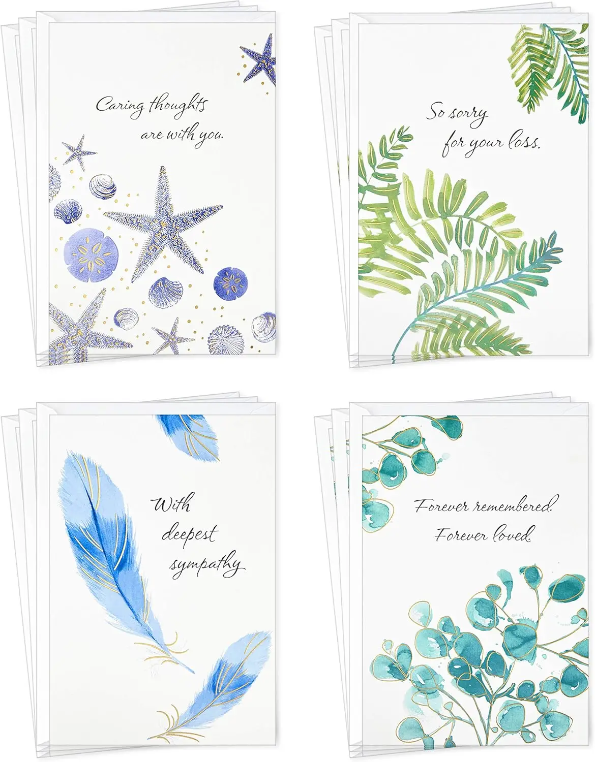 

Sympathy Cards Assortment, Watercolor Nature (12 Assorted Thinking of You Cards with Envelopes)