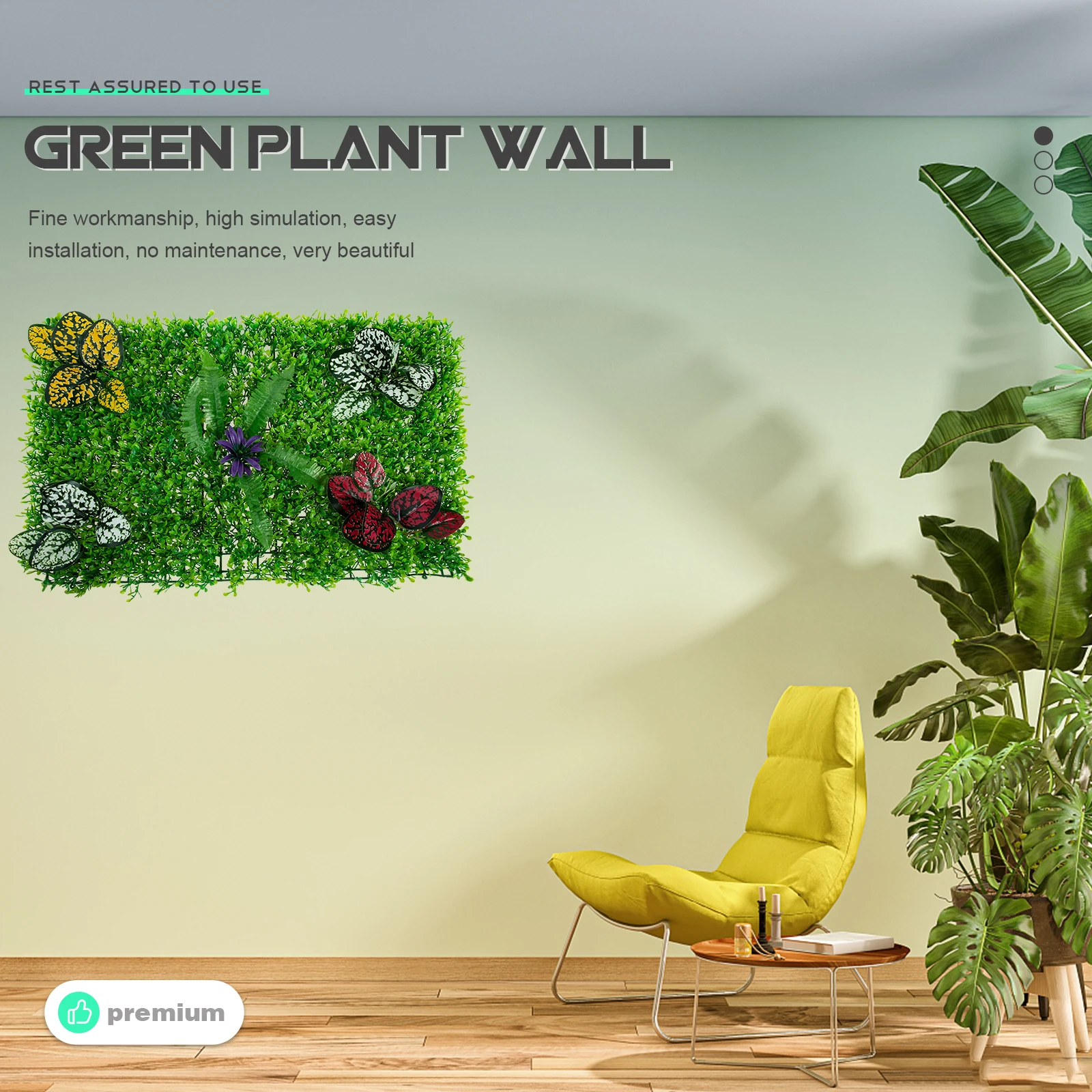 

Simulation Green Plant Wall Artificial Grass Panel Decor Indoor Outdoor Easy Installation Beautiful Decoration Garden Mall