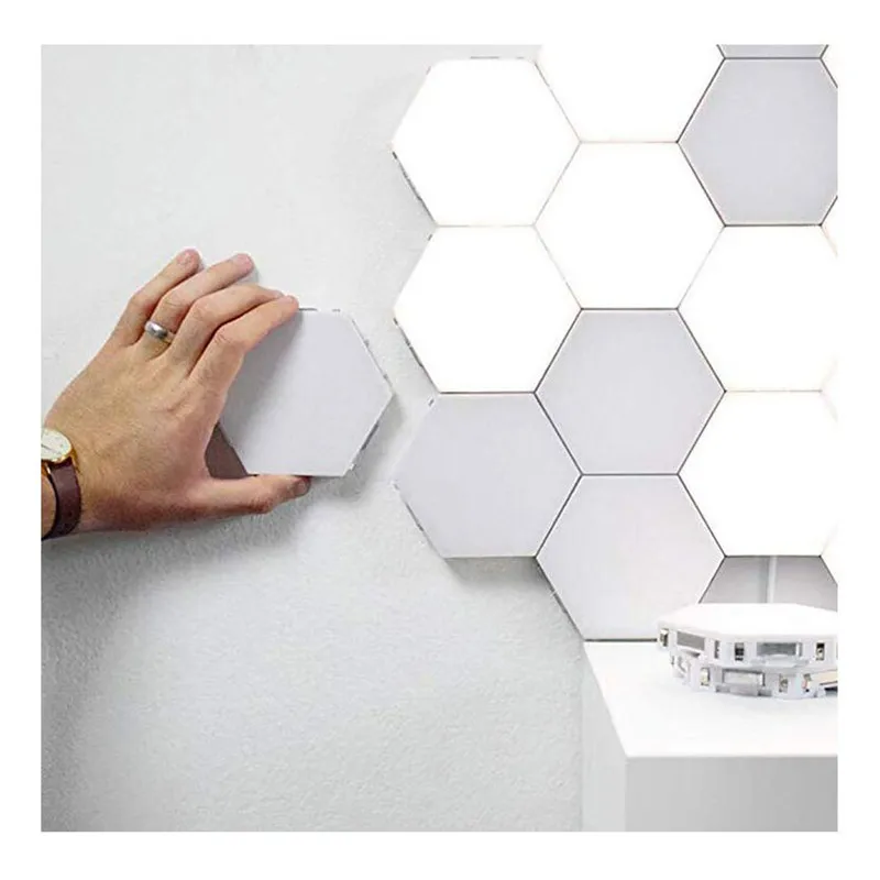 Lâmpadas LED hexagonais para decoração, iluminação sensível ao toque, lâmpadas hexagonais, luz noturna modular, hexágonos, lâmpada de parede