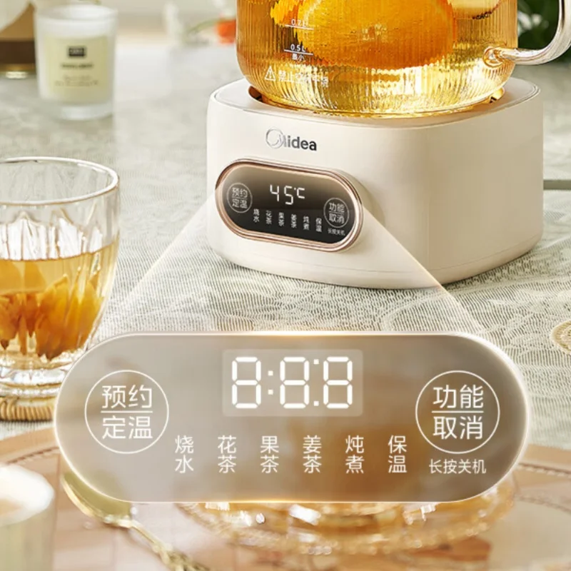 غلاية زجاجية كهربائية Midea ، الصحة والحفظ ، صانع الشاي ، حجز 24 ساعة ، درجة حرارة ثابتة 12 ساعة ، وعاء متعدد الوظائف ،