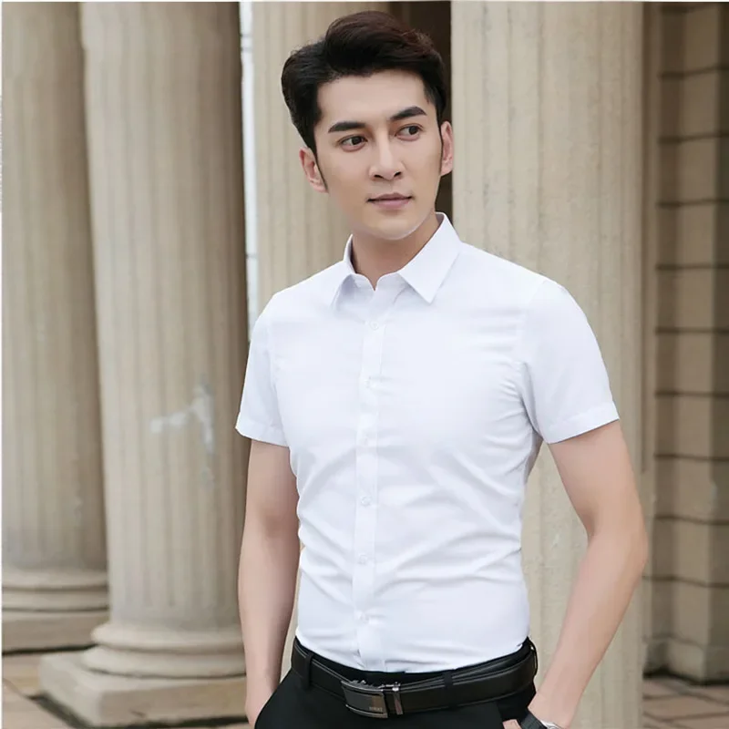 

2024 High Quality Brand Men Casual Shirts Short Sleeve Slim Fit Dress Shirt Plus Size Clothing Business Clothes